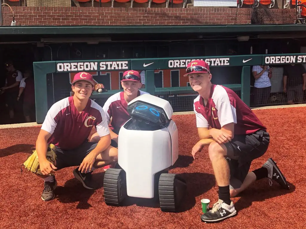 Philomath Delivery Robot visits baseball game in the community