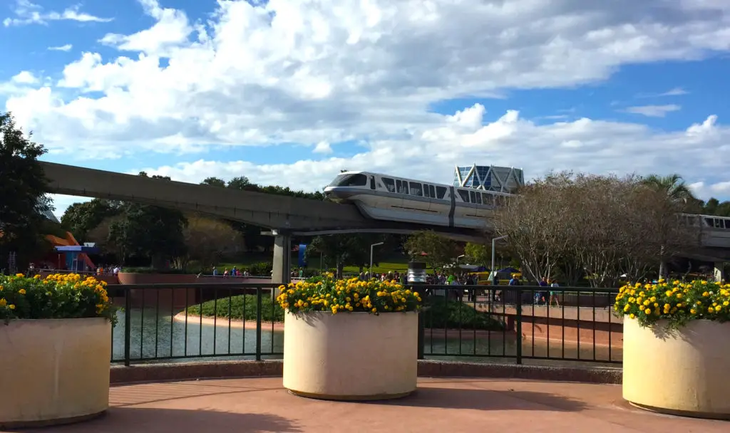 The Walt Disney World monorail traveling through EPCOT