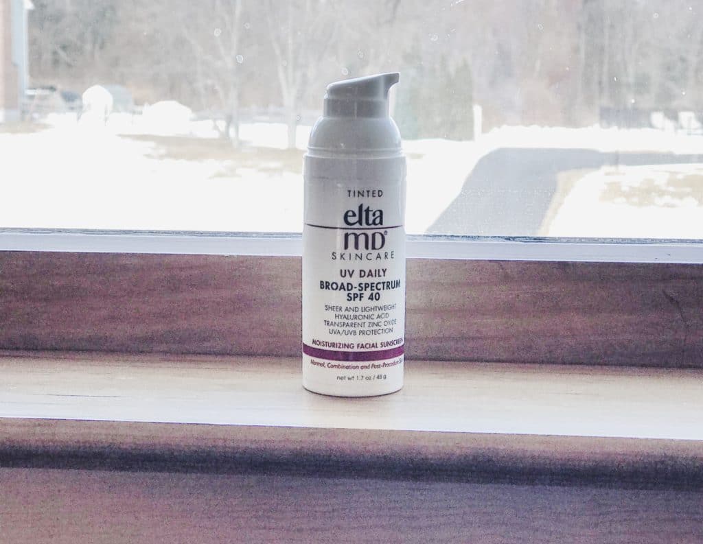 a botlle of Elta MD UV daily on the window sill