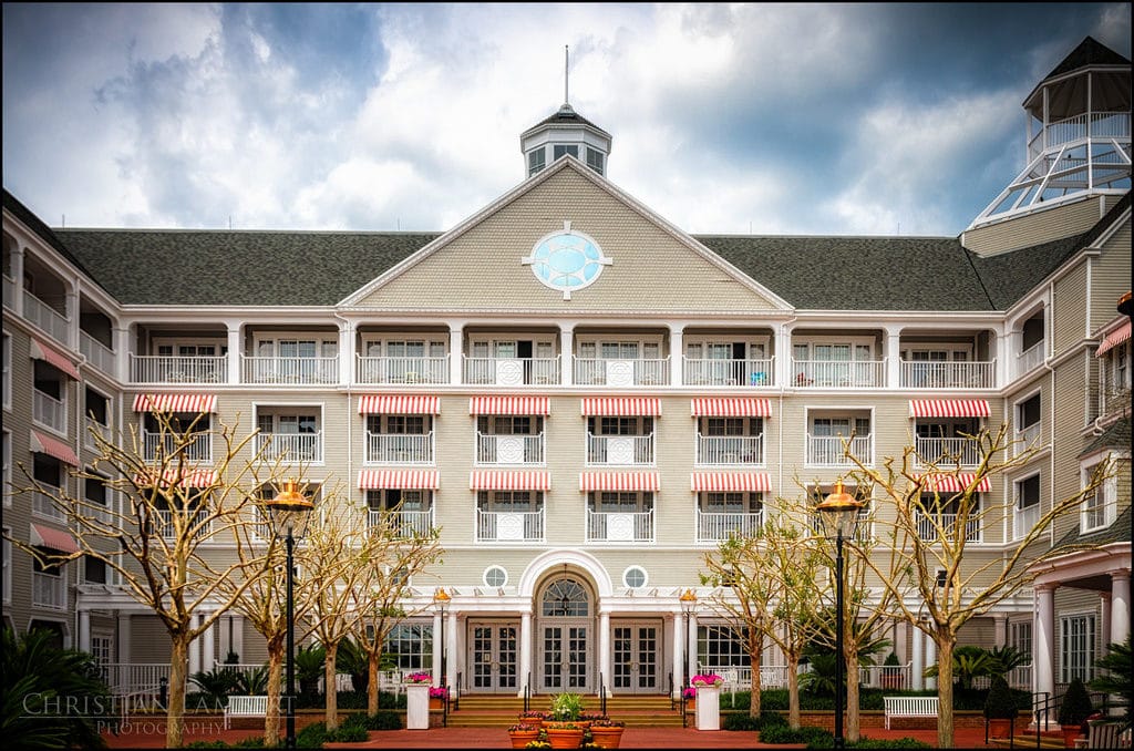 Exterior view of the Yacht Club, a Disney deluxe resort
