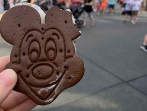 Mickey ice cream sandwich with bite out of the ear