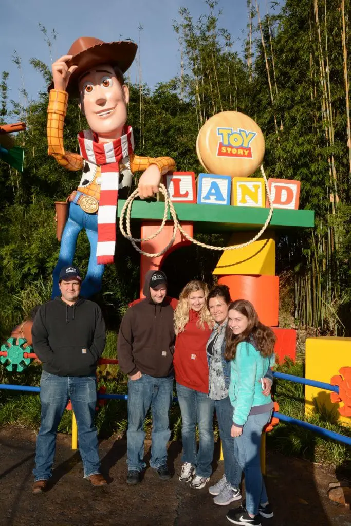 Memory Maker pose in front of Toy Story Land