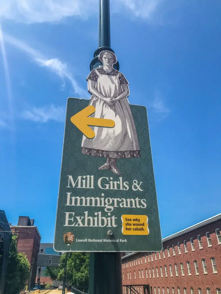Mill Girls sign of Lowell National Historical Park