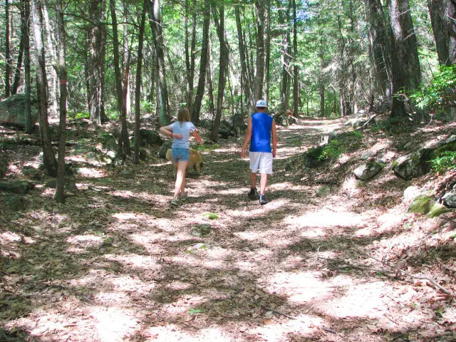 teenage girl and boy hike the trails in McLean Game REfuge