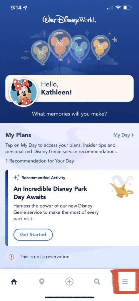 screenshot depicting how to link my disney experience accounts through app.