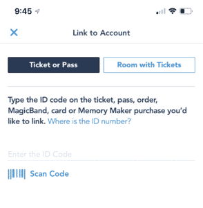 screenshot depicting how to link my disney experience accounts through app.