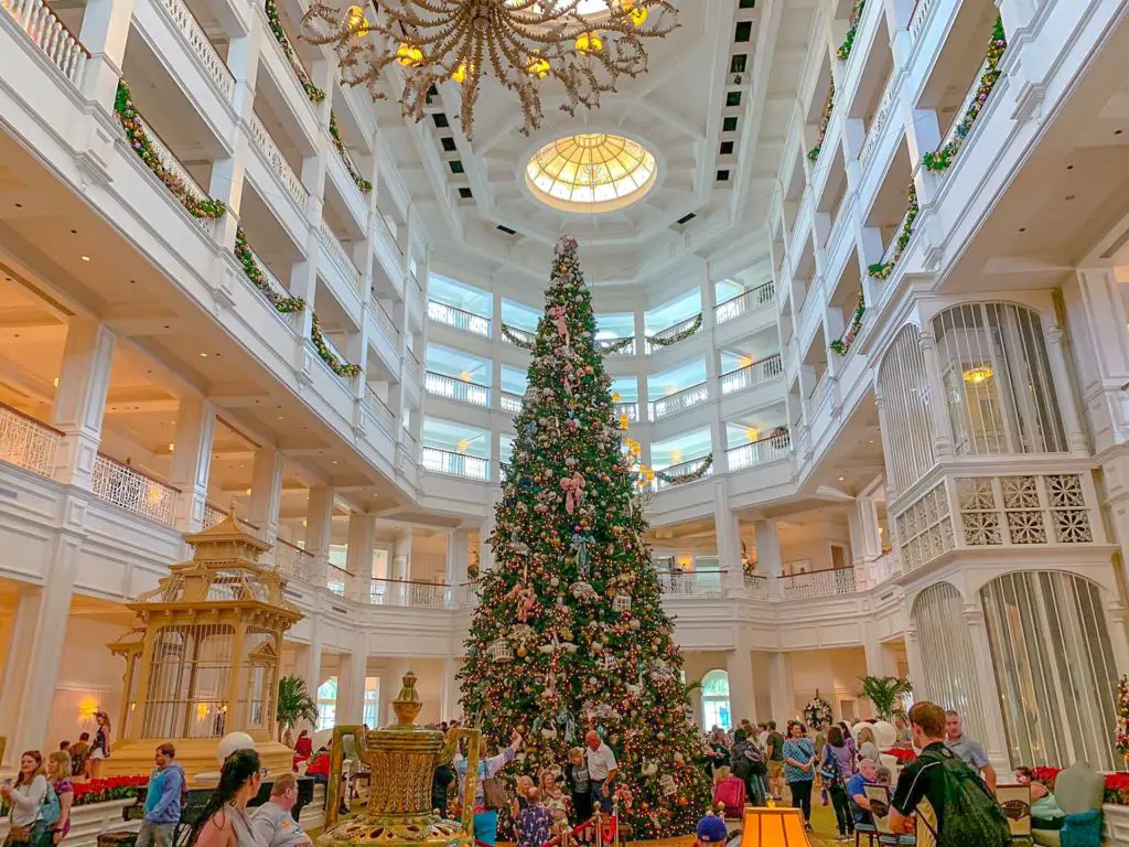 Christmas tree in the main lobby of the Walt Disney World Grand Floridian