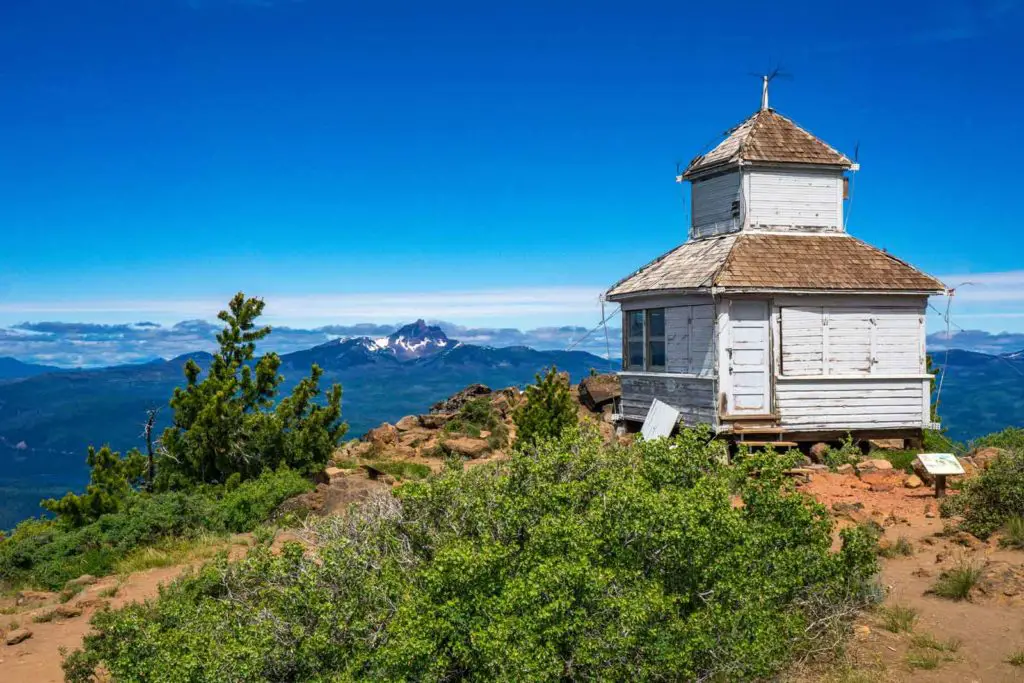 Fire watch tower on the Black Butte Oregon hiking trail