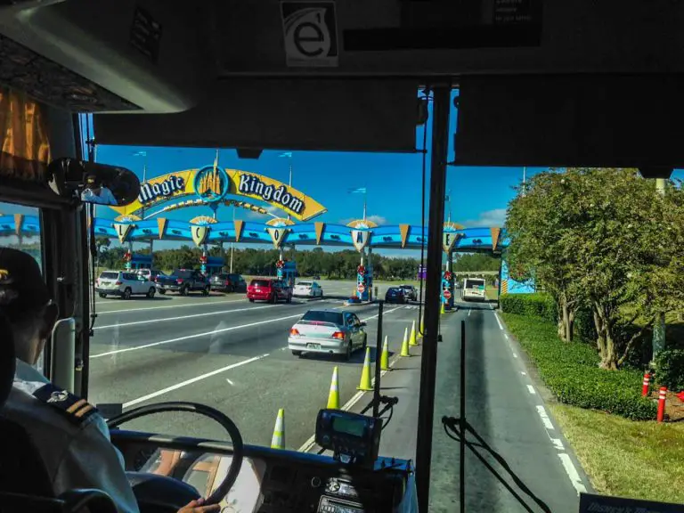 View of Disney Magical Express driver entering the Magic Kingdom Resort area
