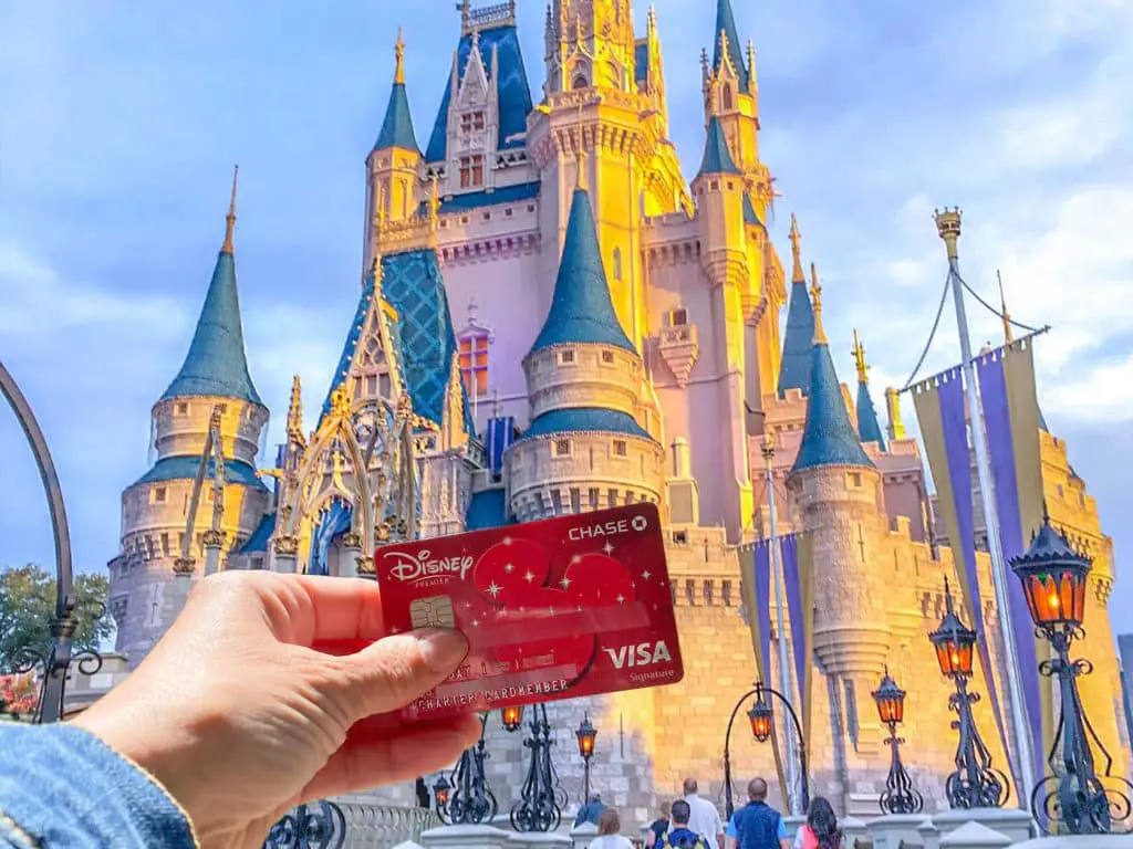 Disney Visa Card in front of Cinderellas Castle