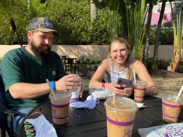 Guests enjoying coffee from Joffrey's, one of the best hollywood Studios restaurants for coffee.
