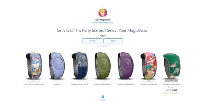 Screenshot for selecting Disney World MagicBands