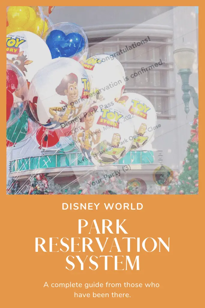 Disney World park reservation system pin for Pinterest