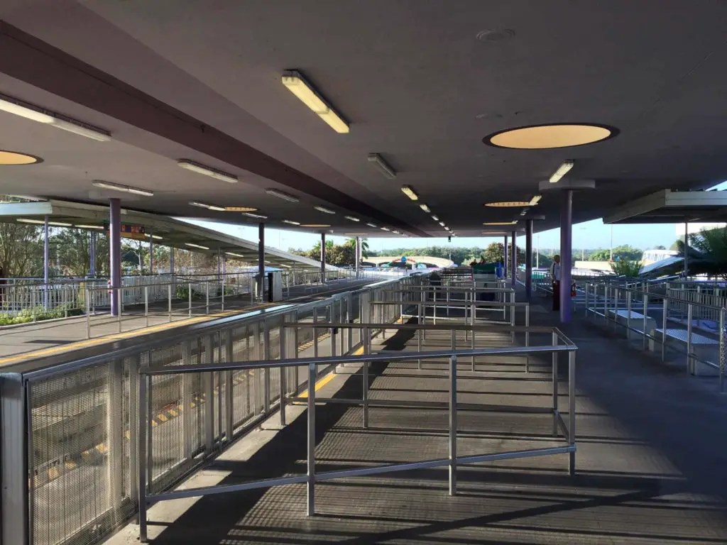 Lines to Board the monorail at the Transportation and Ticket Center