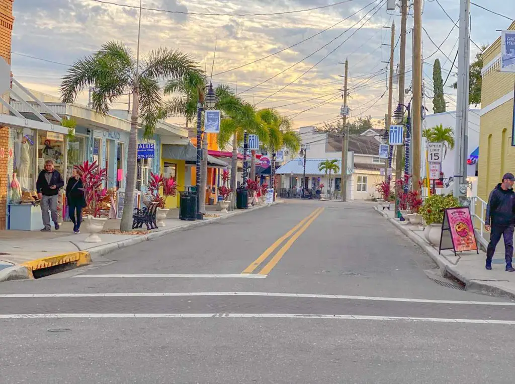 shops lining the streets of Tarpon Springs, seen when visiting tampa