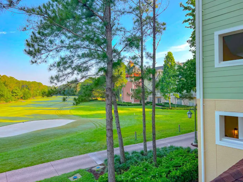 golf course from balcony at Walt Disey World Saratoga Springs resort