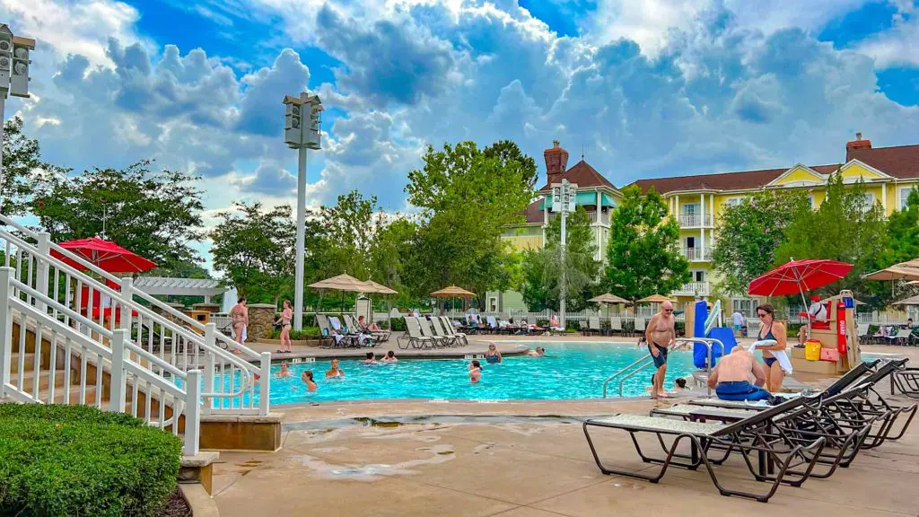 Swimming pool serving the Paddock Neighborhood at Walt Disney World Saratoga Springs resort