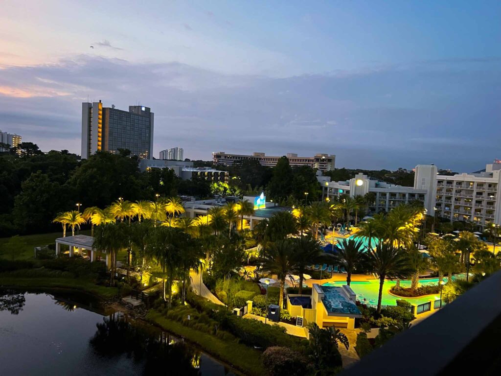 Hilton Lake Buena Vista Palace Orlando at night