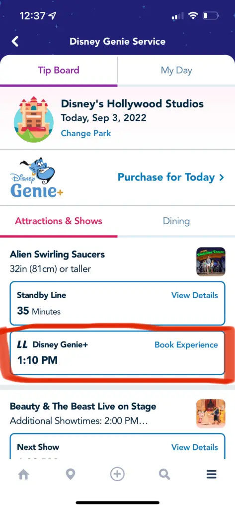 How t book a Disney World FastPass (Genie+) using the My Disney Experience app