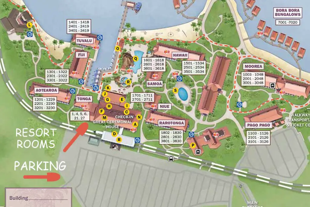 Disney World Polynesian Village Parkeing map