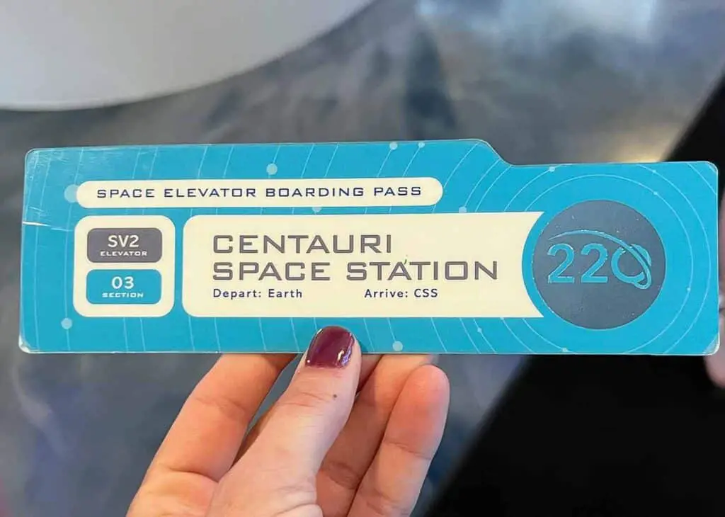 Guest ticket for entering the lift to Centauri Space Station and EPCOT's Space 220 Restaurant