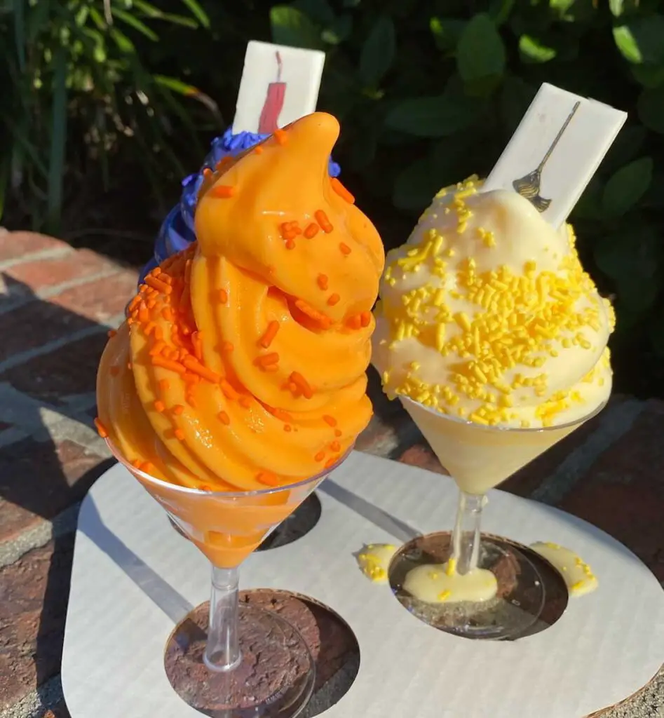 Two specialty Dole Whip concoctions served at Swirls on the Water at Disney Springs.
