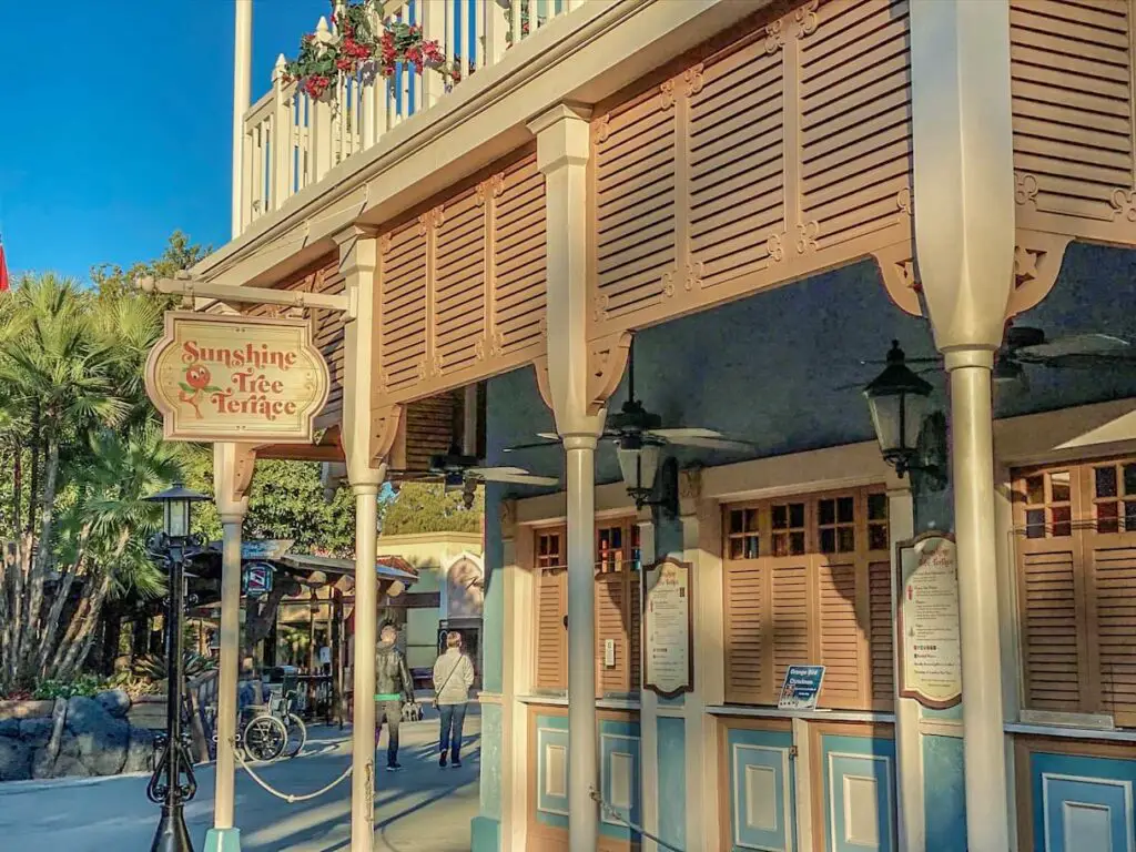 Exterior of Sunshine Tree Terrace food stop, one of the places where Dole Whip was served at Disney World