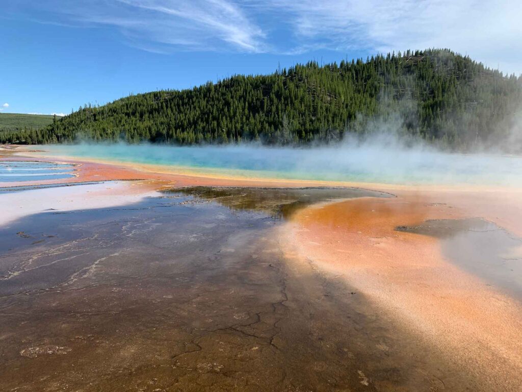 Colors of Grand Prismatic Springs, one of the top things to see at Yellowstone in 3 days.