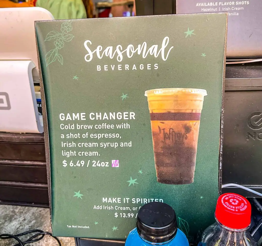 Seasonal coffee sign at Disney World Joffrey's location.