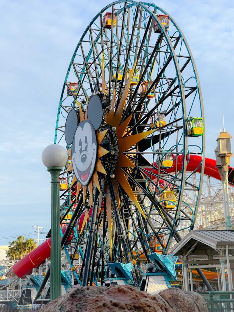 Shote of the The Pixar Pal around on Pixar Pier is something people do at Disneyland that can't be experienced at Disney World