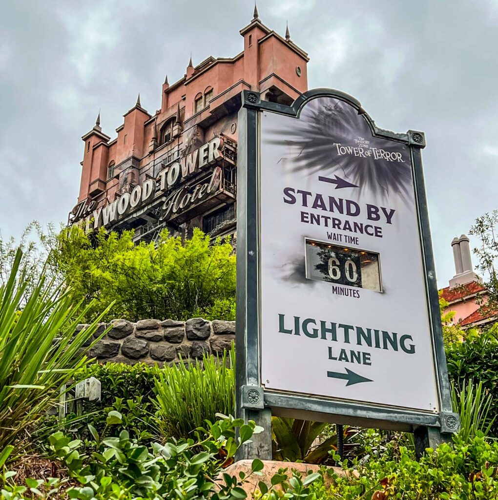 tower of terror 13 minutes multipass sign