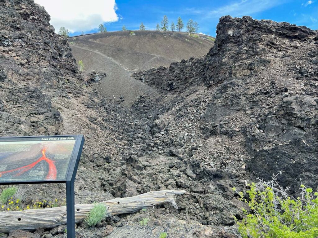 Ancient lava flow beside the Lava Trail and Newberry Volcanic Monument.