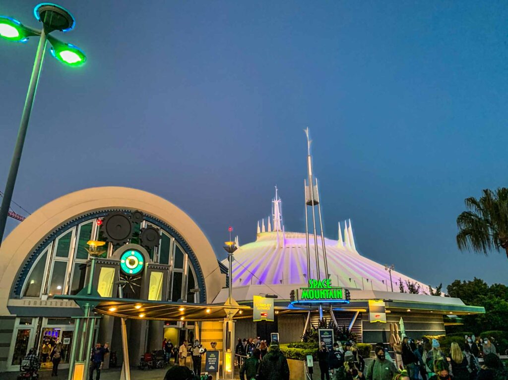 Space Mountain ride at twilight