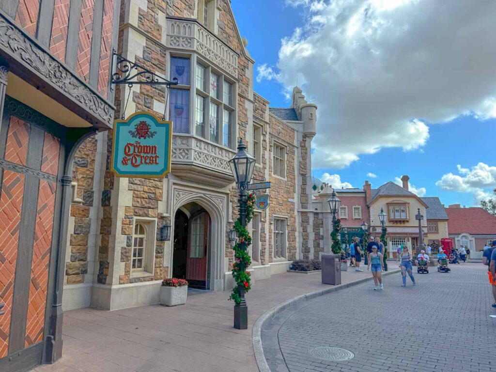 The faux streets of London in the Epcot World Showcase