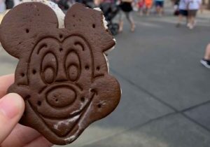 Mickey ice cream sandwich with bite out of the ear