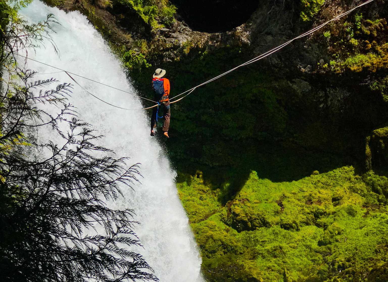 Sahalie falls guy on wire