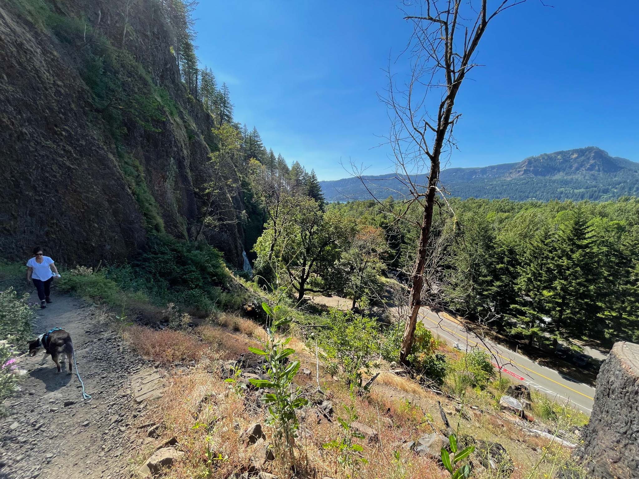 Kathleen Hesketh hiking Ponytail Falls Oregon's Columbia River Gorge